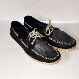 "SPERRY" BLACK SUEDED LEAYHER BOAT SHOES SZ 12M
